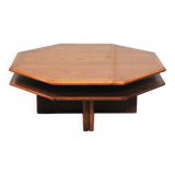 Hexagonal wooden coffee table with plateau