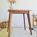 Table - old raw wood boarding school desk with compass legs