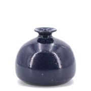 Midnight blue ceramic ball vase, 1970s