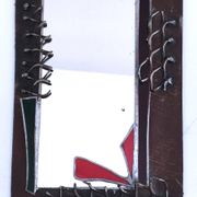 Miroir brutaliste métal et verre serti