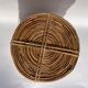Midcentury rattan wicker and brass umbrella stand or basket