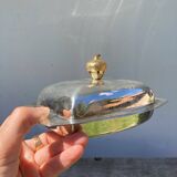 Acorn silver metal butter dish