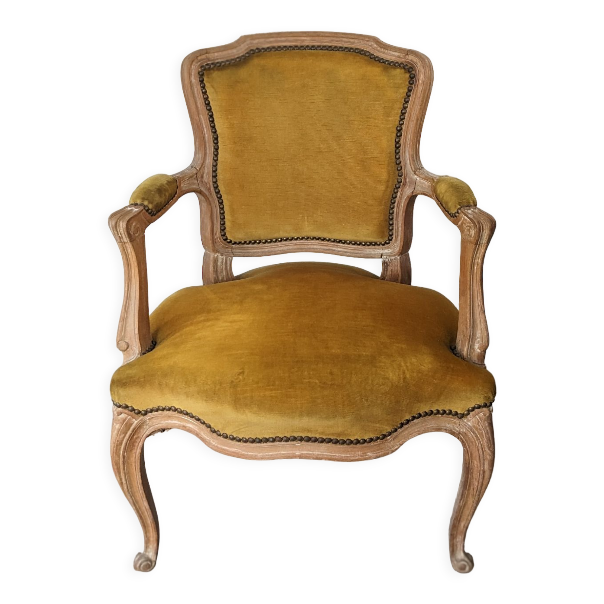 Vintage velvet convertible armchair mustard yellow
