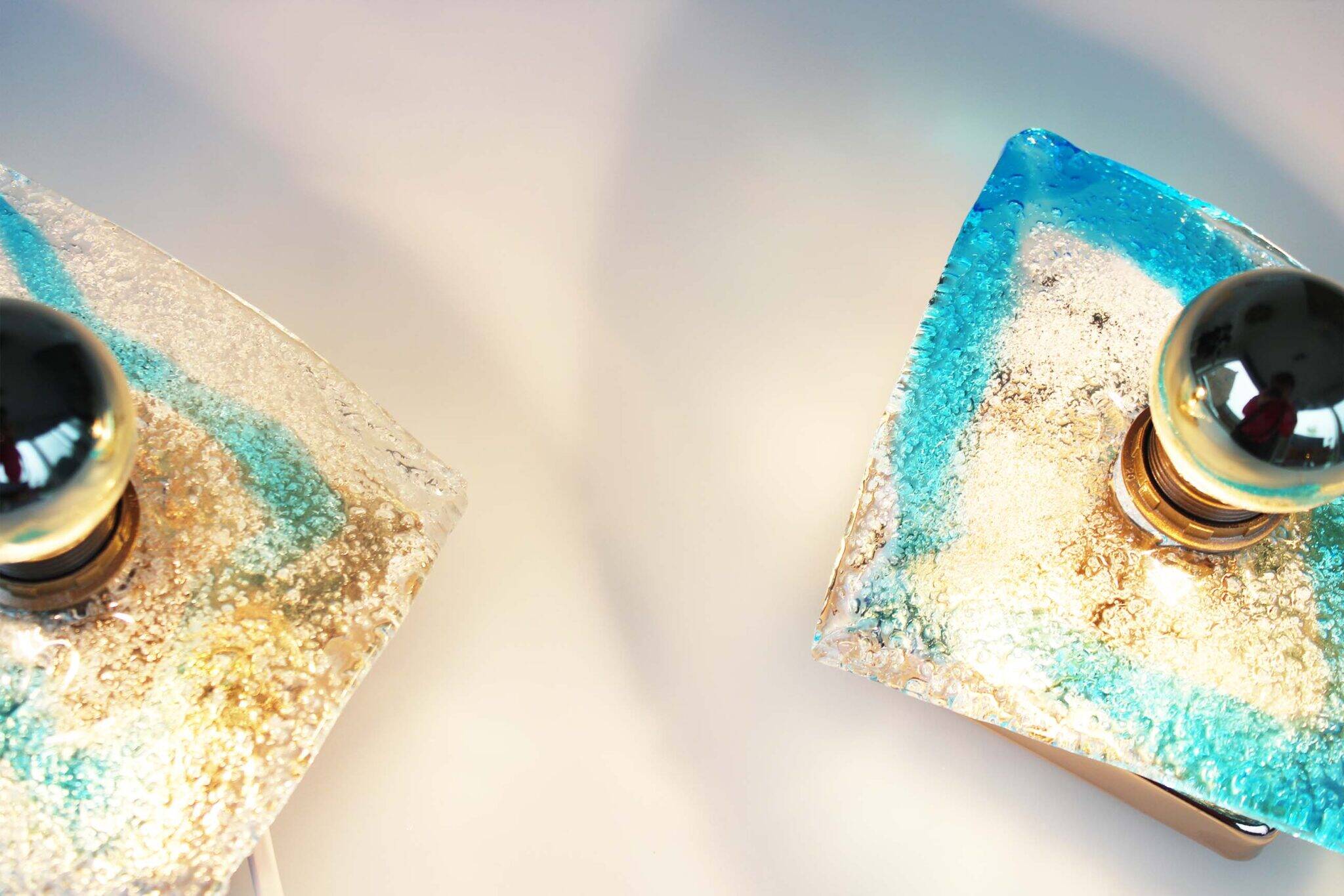 Pair of 1970's Murano Glass Wall Sconces by AV Mazzega