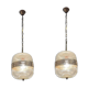 Vintage italian glass light pendant lamps, set of 2