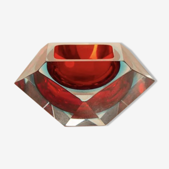 Red "Diamond" pocket trays in murano glass by Flavio Poli for Seguso 60's