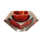 Red "Diamond" pocket trays in murano glass by Flavio Poli for Seguso 60's