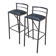 2 Italian Calligaris bar stools 1990 steel and black leather 80cm