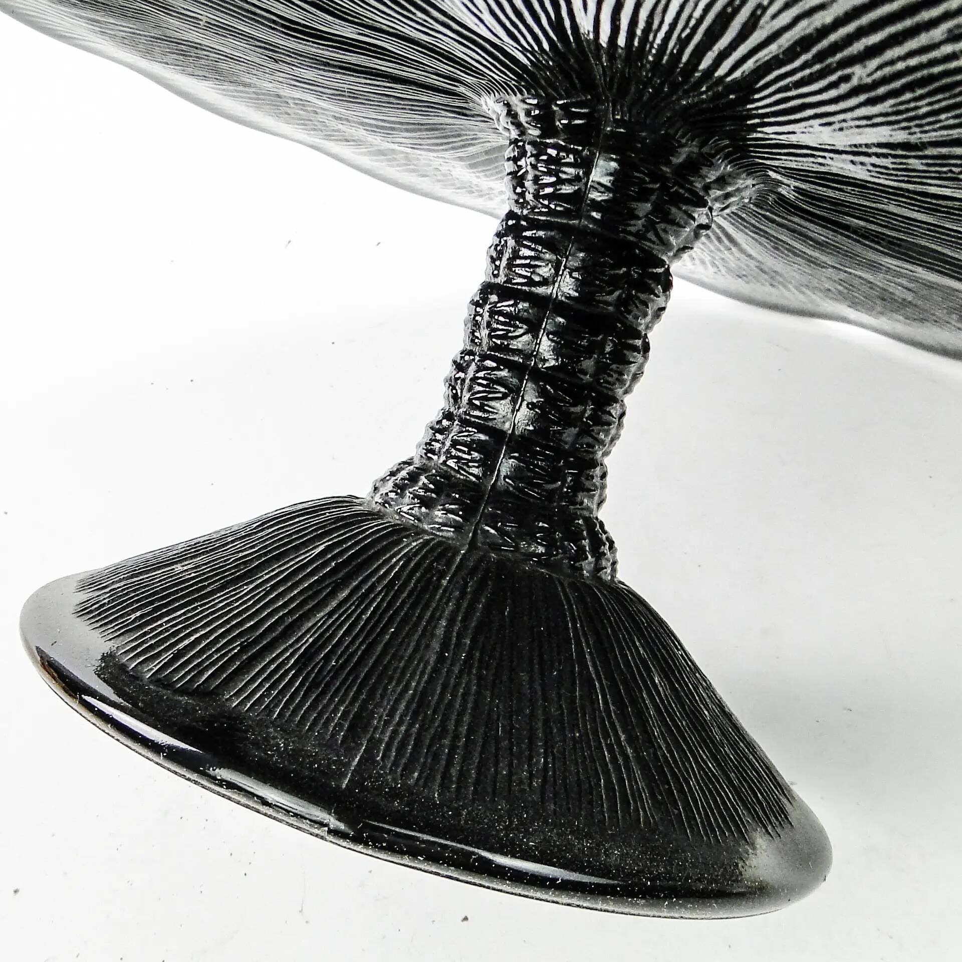 Mid-century modern cake stand, black glass, Ząbkowice, Poland, 1970s