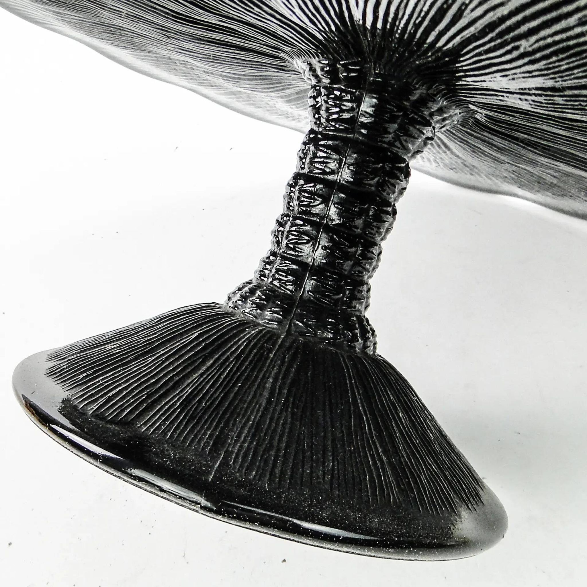 Mid-century modern cake stand, black glass, Ząbkowice, Poland, 1970s