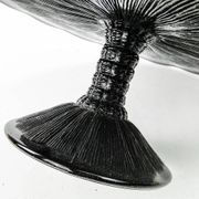 Mid-century modern cake stand, black glass, Ząbkowice, Poland, 1970s