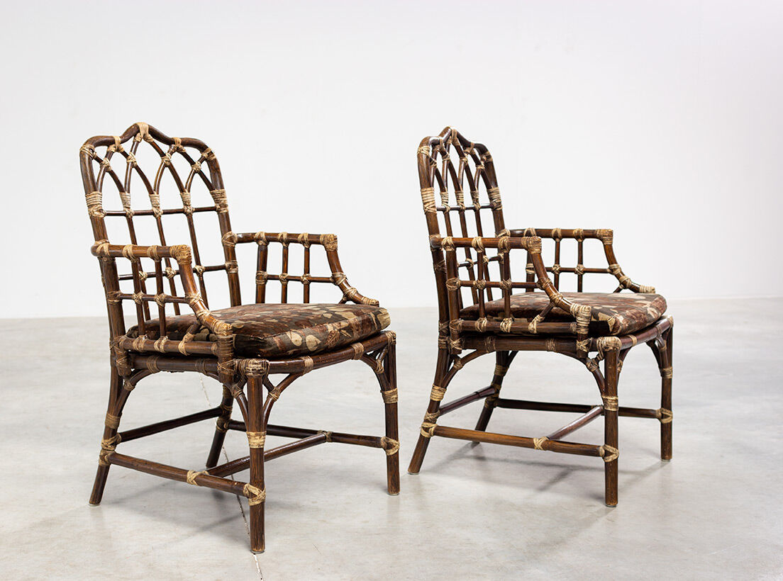 Elinor McGuire Bamboo armchair Pair 1970s