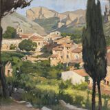 Watercolor on paper, Saint-Guilhem-le-Désert by Ch. Mazelin, 20th century