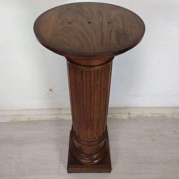 Sellette colonne antique noyer