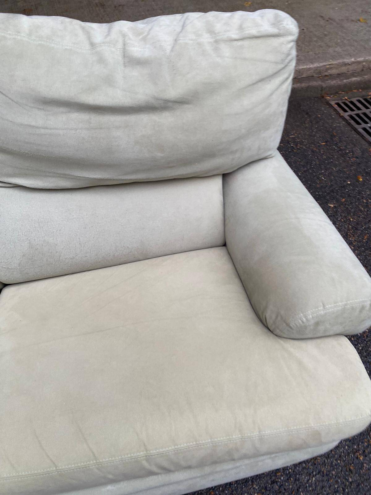 High-end 2-seater sofa duvivier beige nubuck velvet 155cm