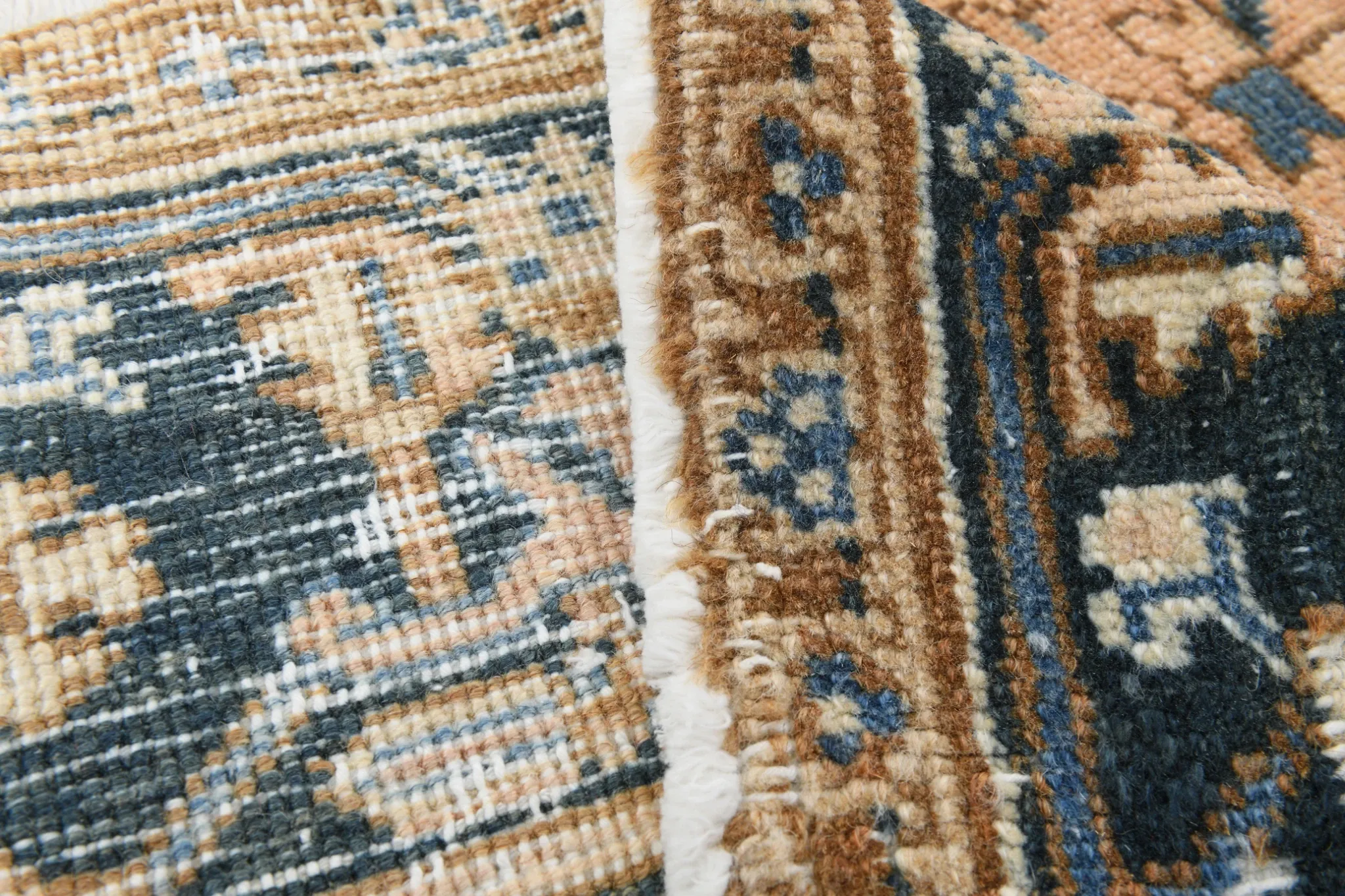 Navy Blue & Peach Oriental Persian Rug, Oriental Pattern Living Room Decor