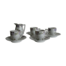 Set of 4 cups and porcelain milk pot