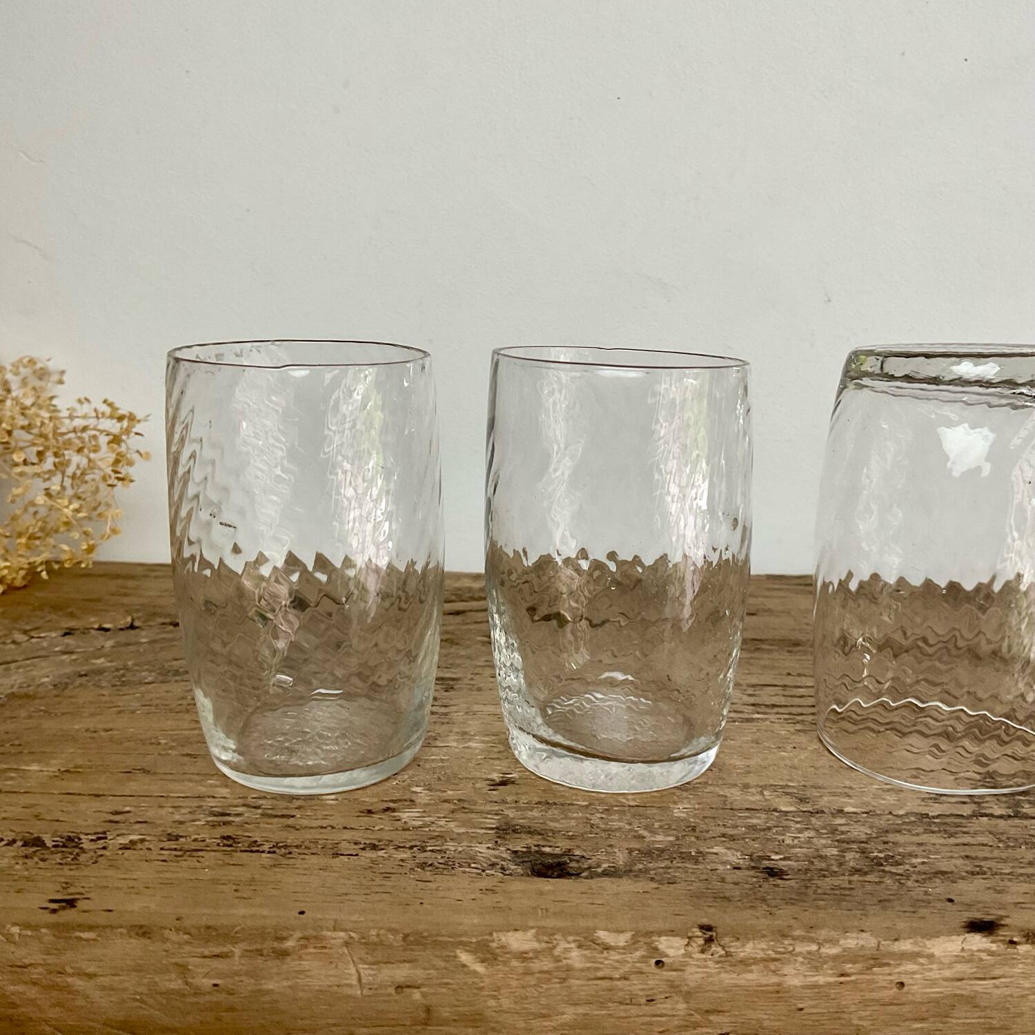 9 small vintage twisted glasses