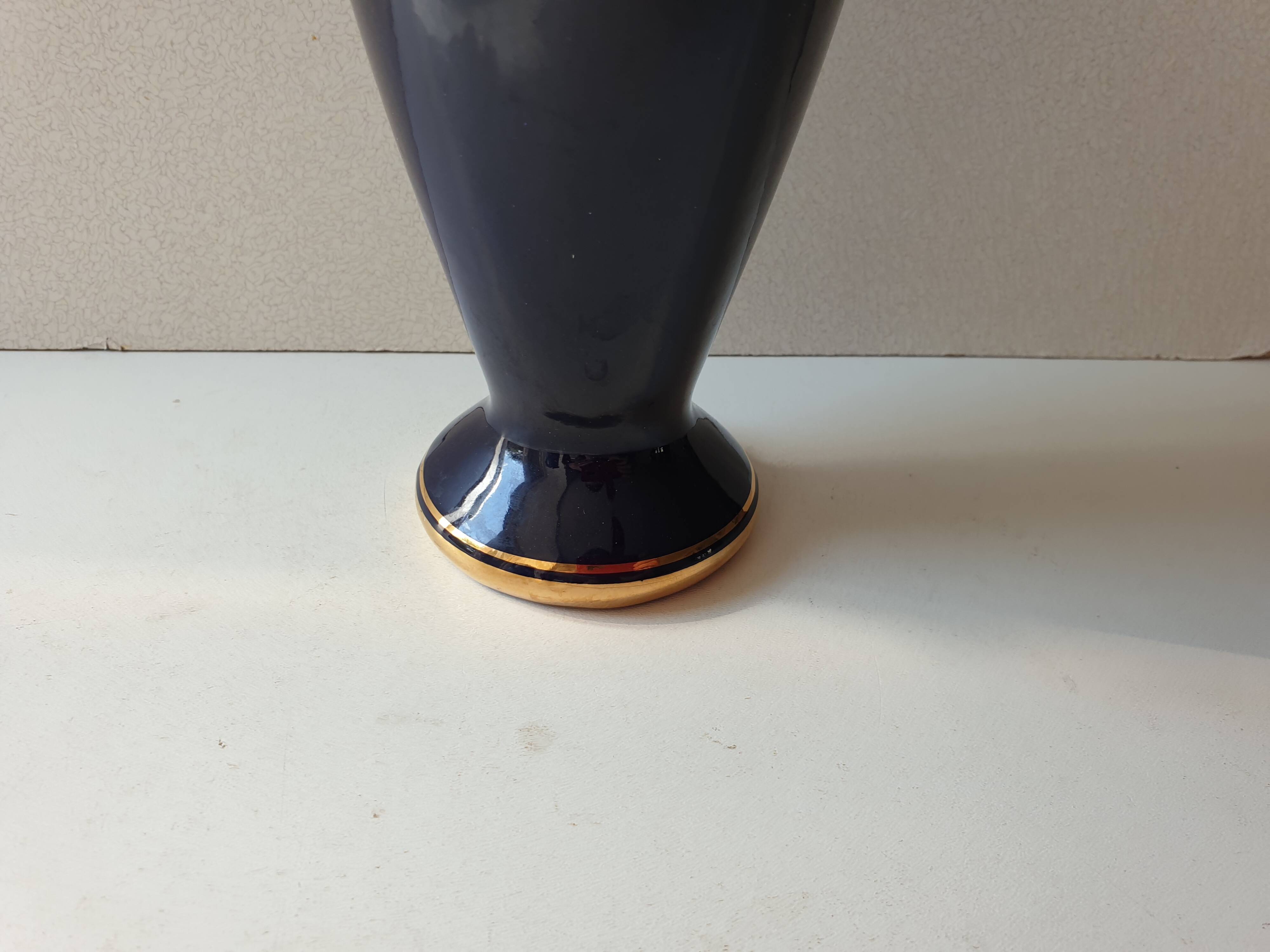 Navy Blue Porcelain Soliflore Vase - Coronetti Cunardo Italy