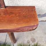 Brutalist bench solid wood 200 cm vintage French 50-60