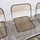 6 vintage Chairs Giancarlo Piretti "plia" 1970 chrome and Plexiglas