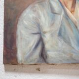 Portrait painting, Painting on old canvas signed Raymond Casez