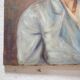 Portrait painting, Painting on old canvas signed Raymond Casez