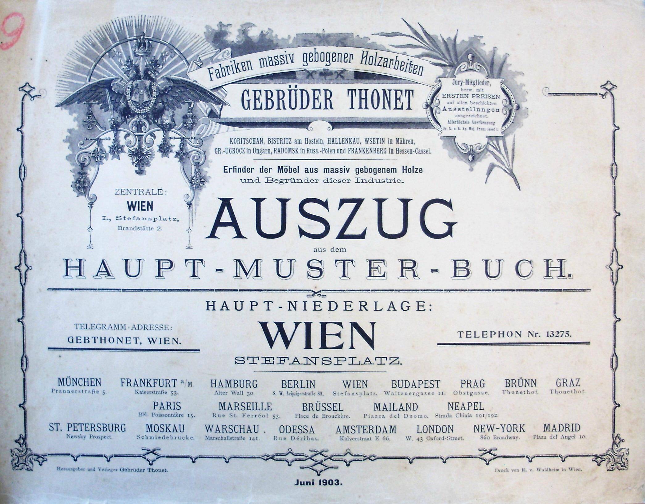 Thonet armchair No. 221, "bronze" inlays 1905 perfect caning