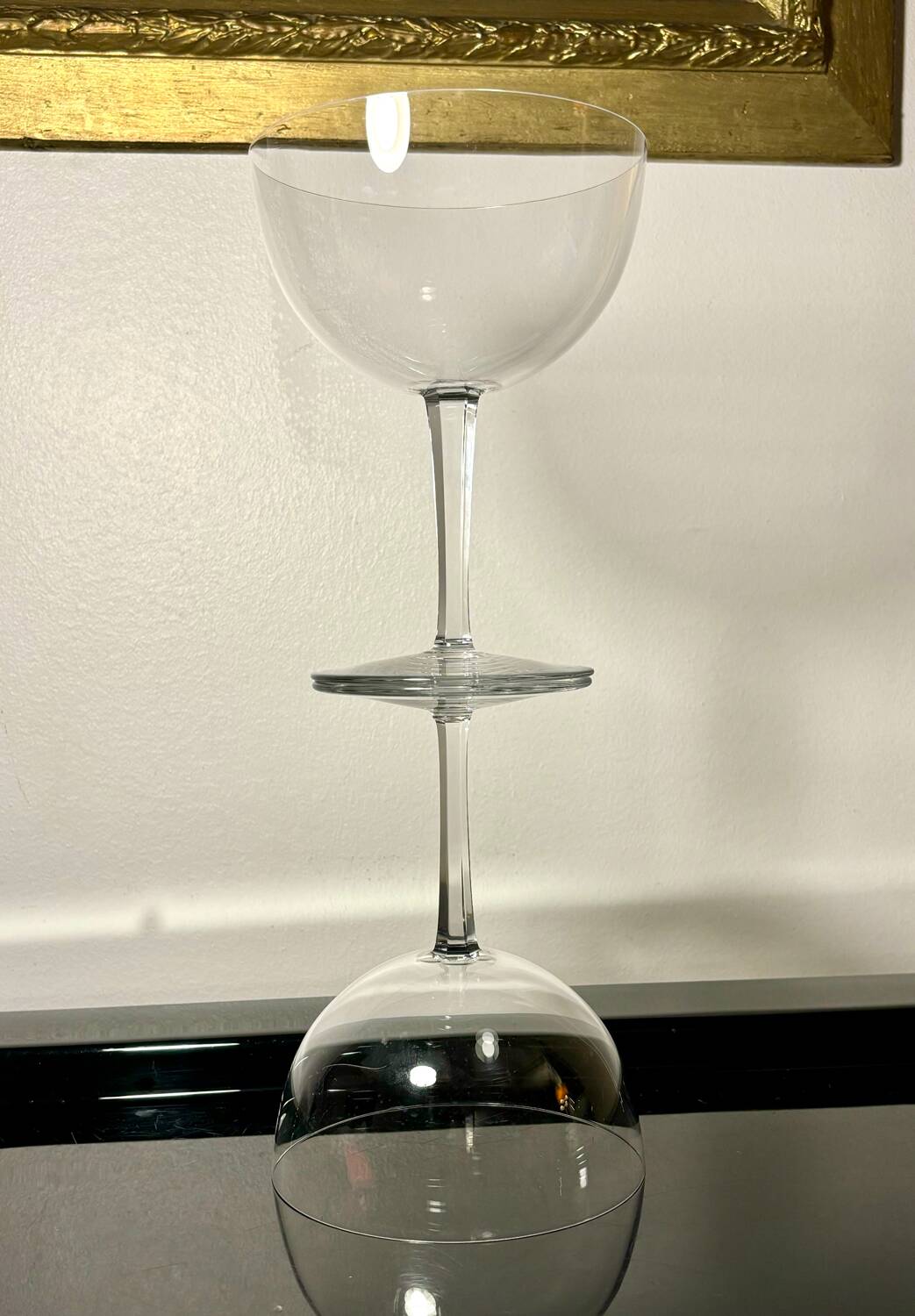 Two giant champagne tasting glasses Baccarat