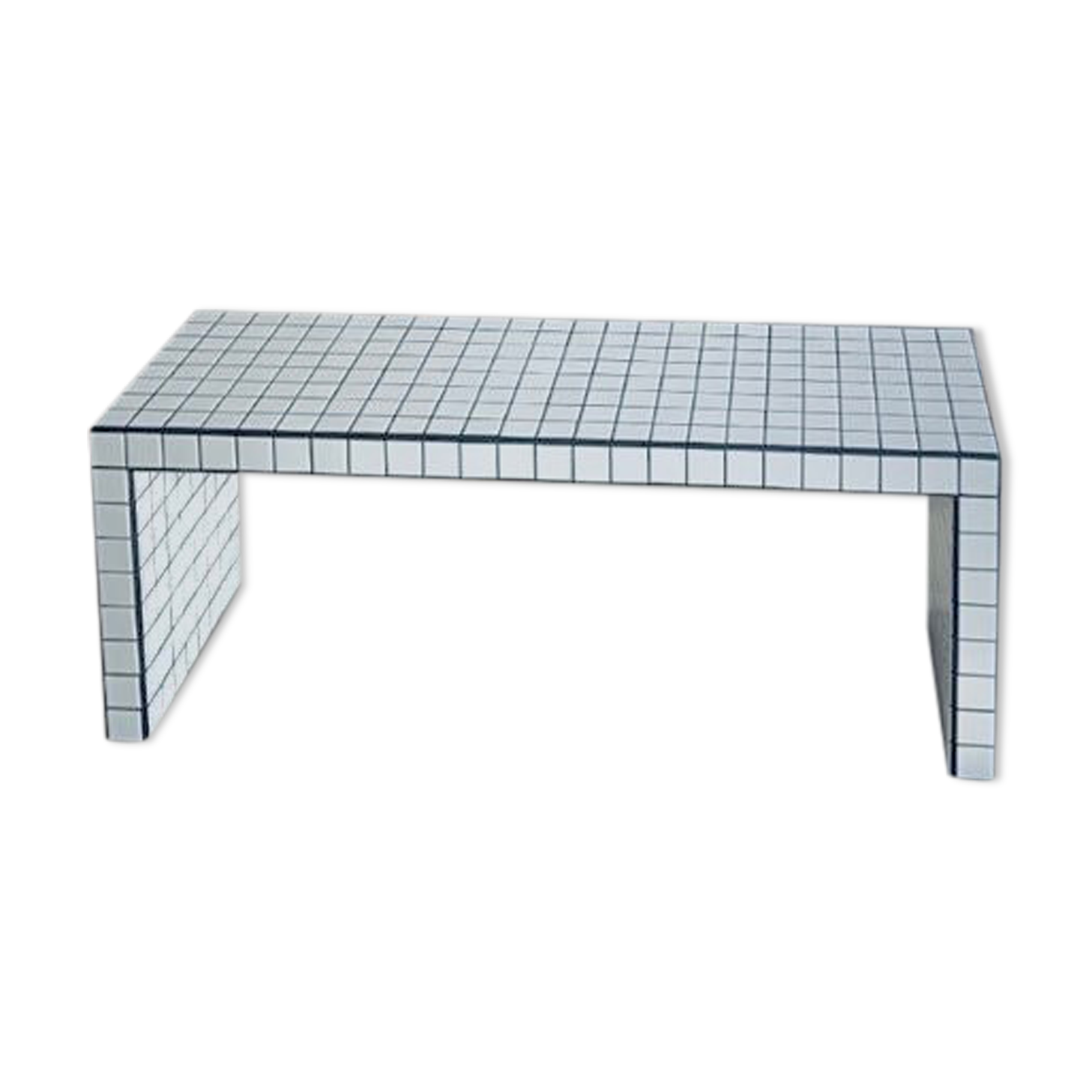 Coffee table tiles mosaic white joint black