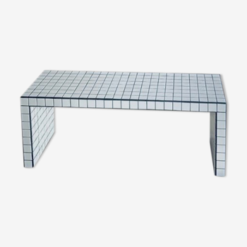 Coffee table tiles mosaic white joint black