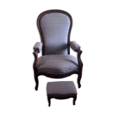 Ensemble fauteuil Voltaire à système inclinable et son repose-pied