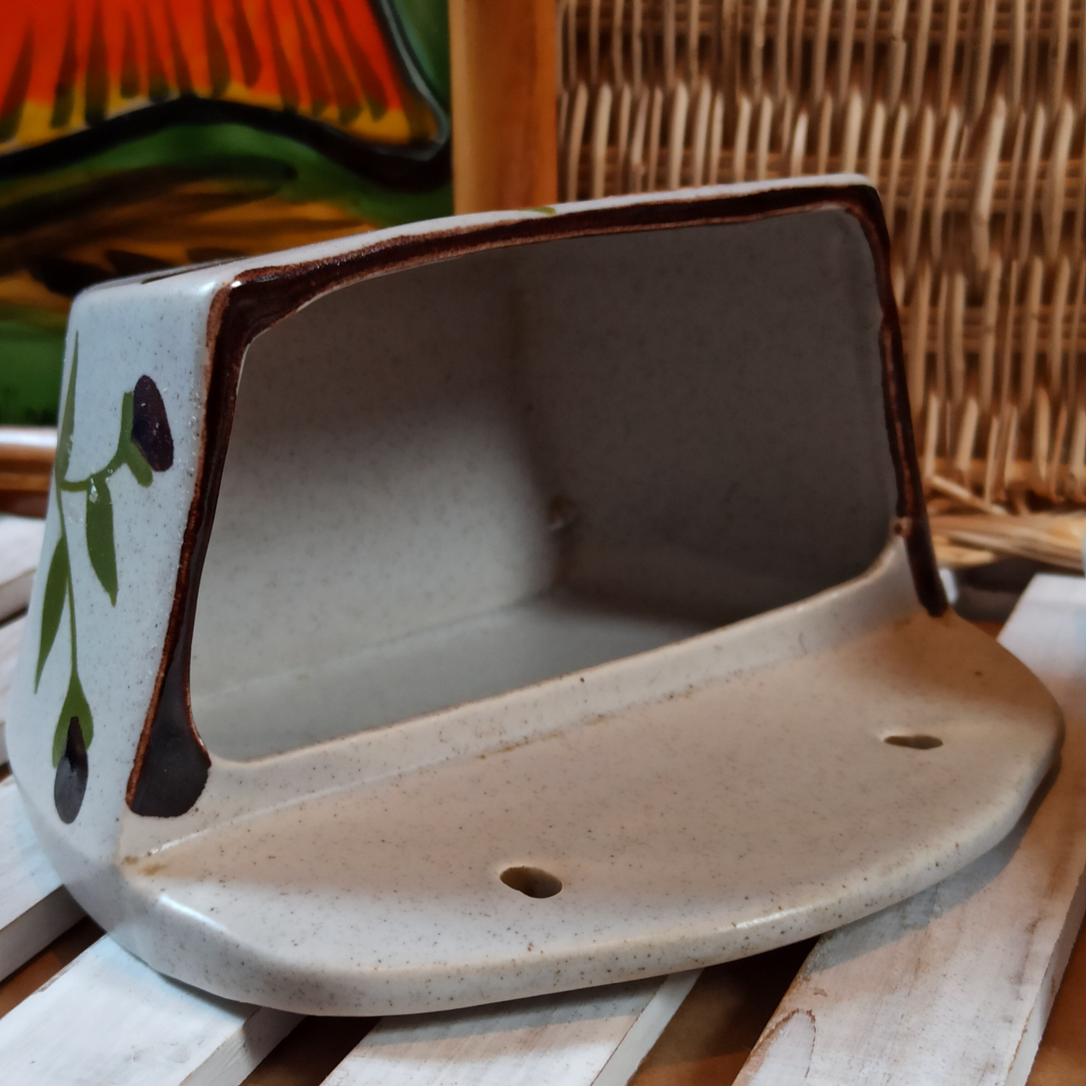 Ceramic wall pot flowers 1970