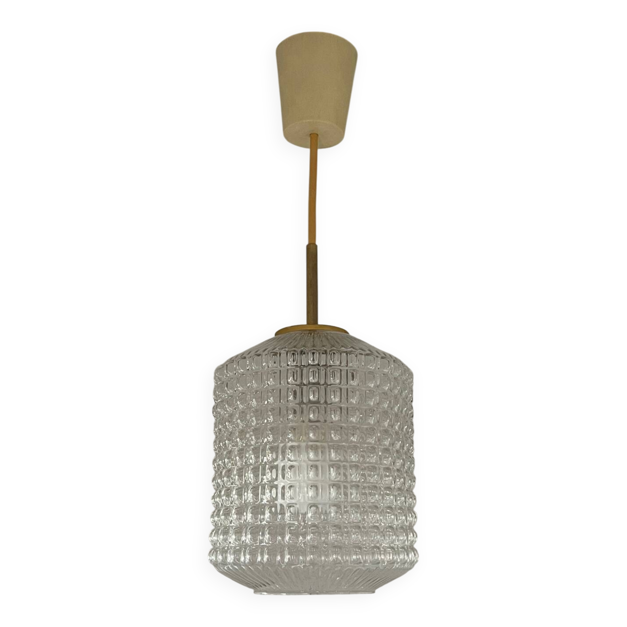Vintage pendant light in chiseled glass from the 70s