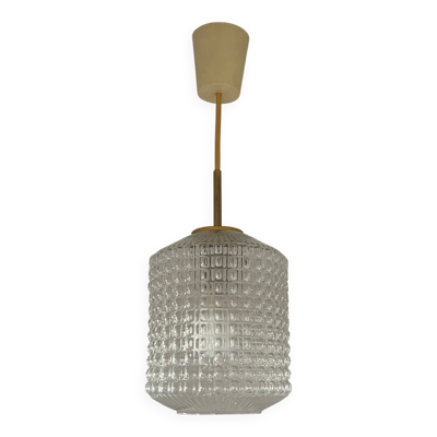 Suspension Vintage en verre ciselé année 70