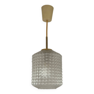 Vintage pendant light in chiseled glass from the 70s