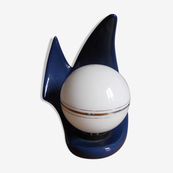 Lampe céramique bleue des années 80