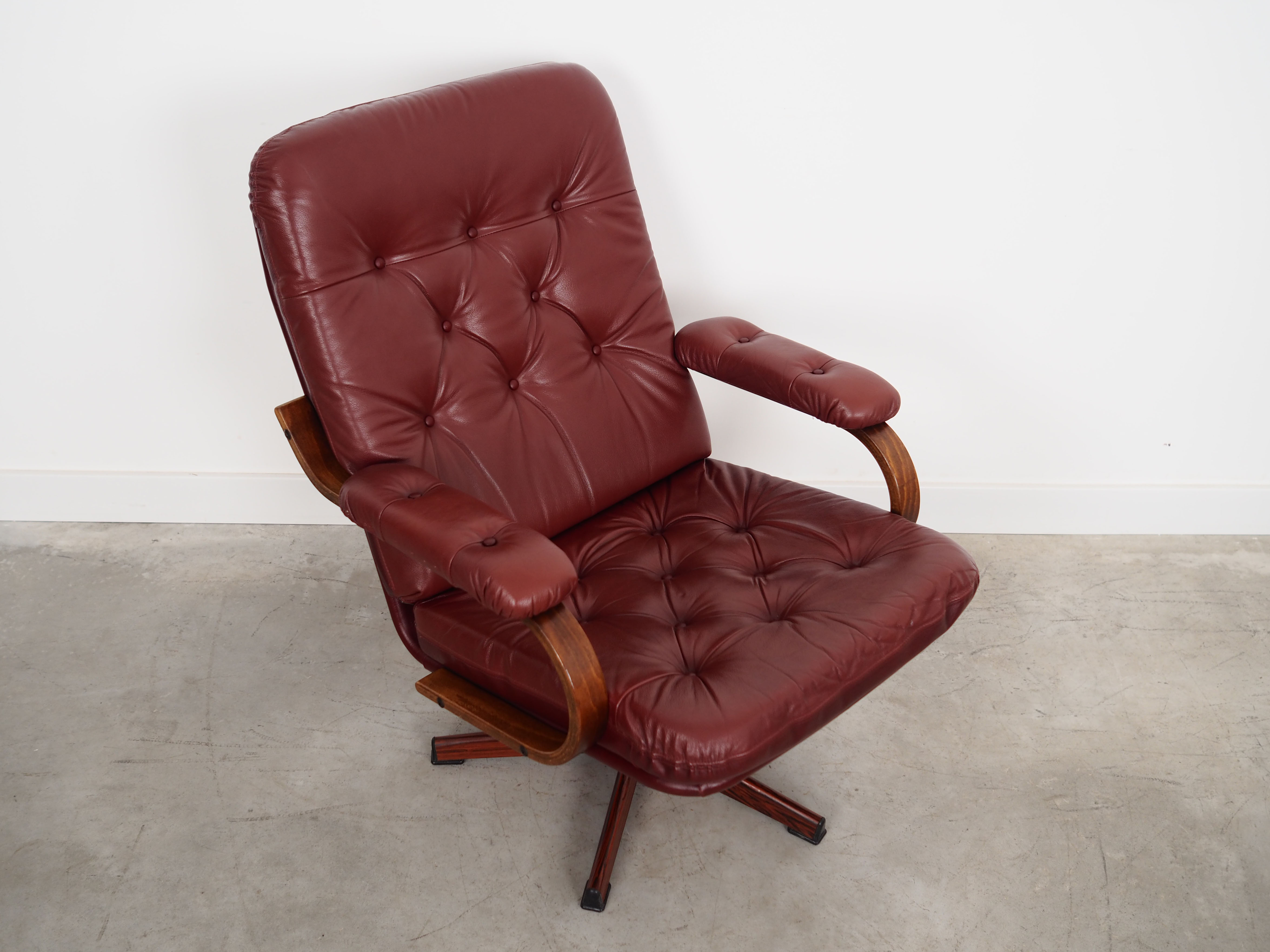 Leather swivel armchair, Danish design, 1970s, made in Denmark