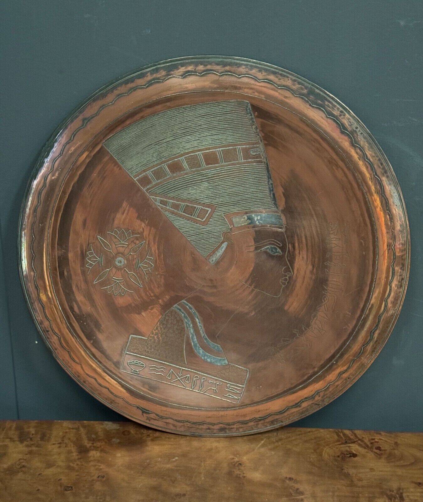 20th century Egyptian tea tray in richly engraved copper or brass