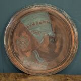 20th century Egyptian tea tray in richly engraved copper or brass