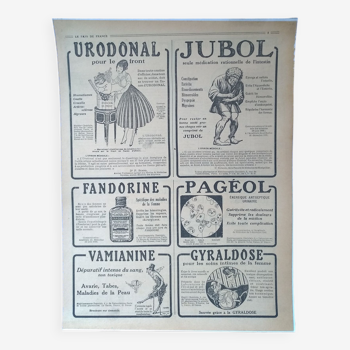 Une publicité papier produits pharmaceutiques Gyraldose Vamianine  issue revue des années 1920