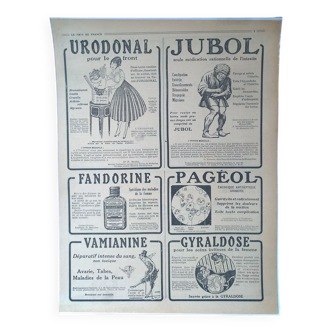 Une publicité papier produits pharmaceutiques Gyraldose Vamianine  issue revue des années 1920