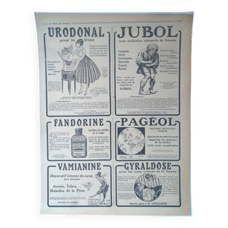 A paper advertisement pharmaceutical products Gyraldose Vamianine from the 1920s reviewed