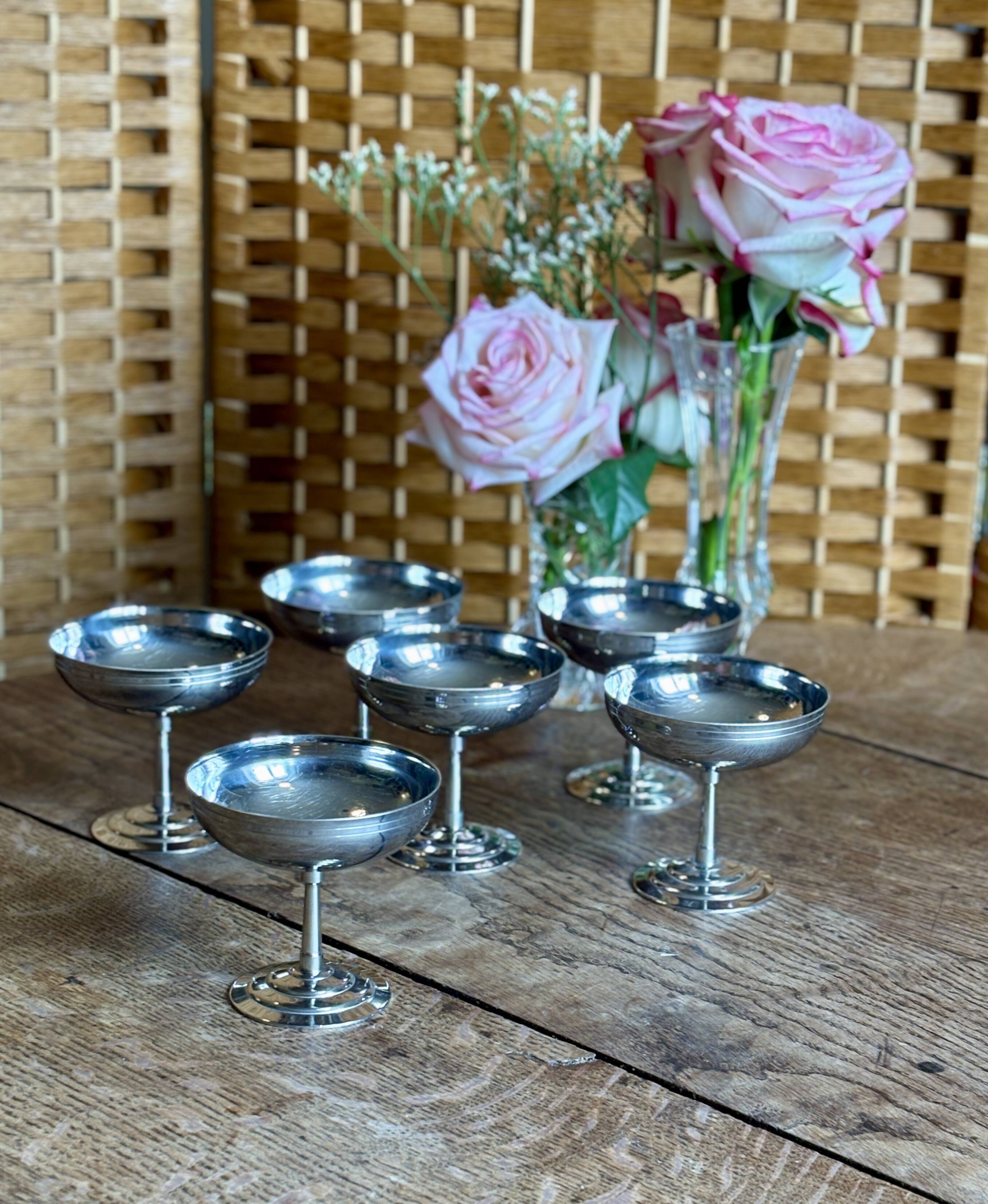 Set of 6 vintage stainless steel dessert bowls