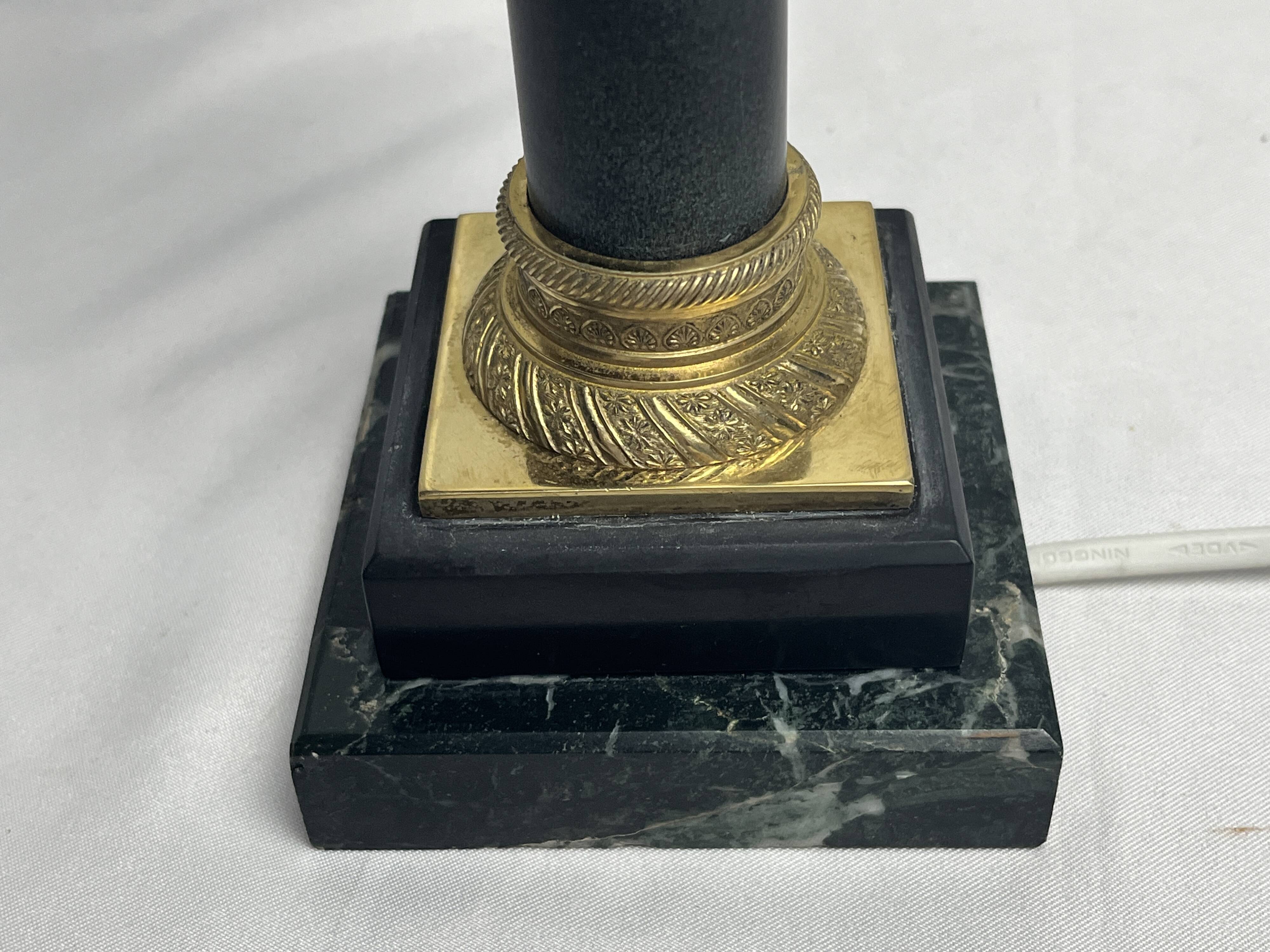 Empire bronze lamp base, marble and patinated sheet metal, 20th century
