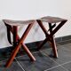 Ensemble de tabourets tripode teck et cuir