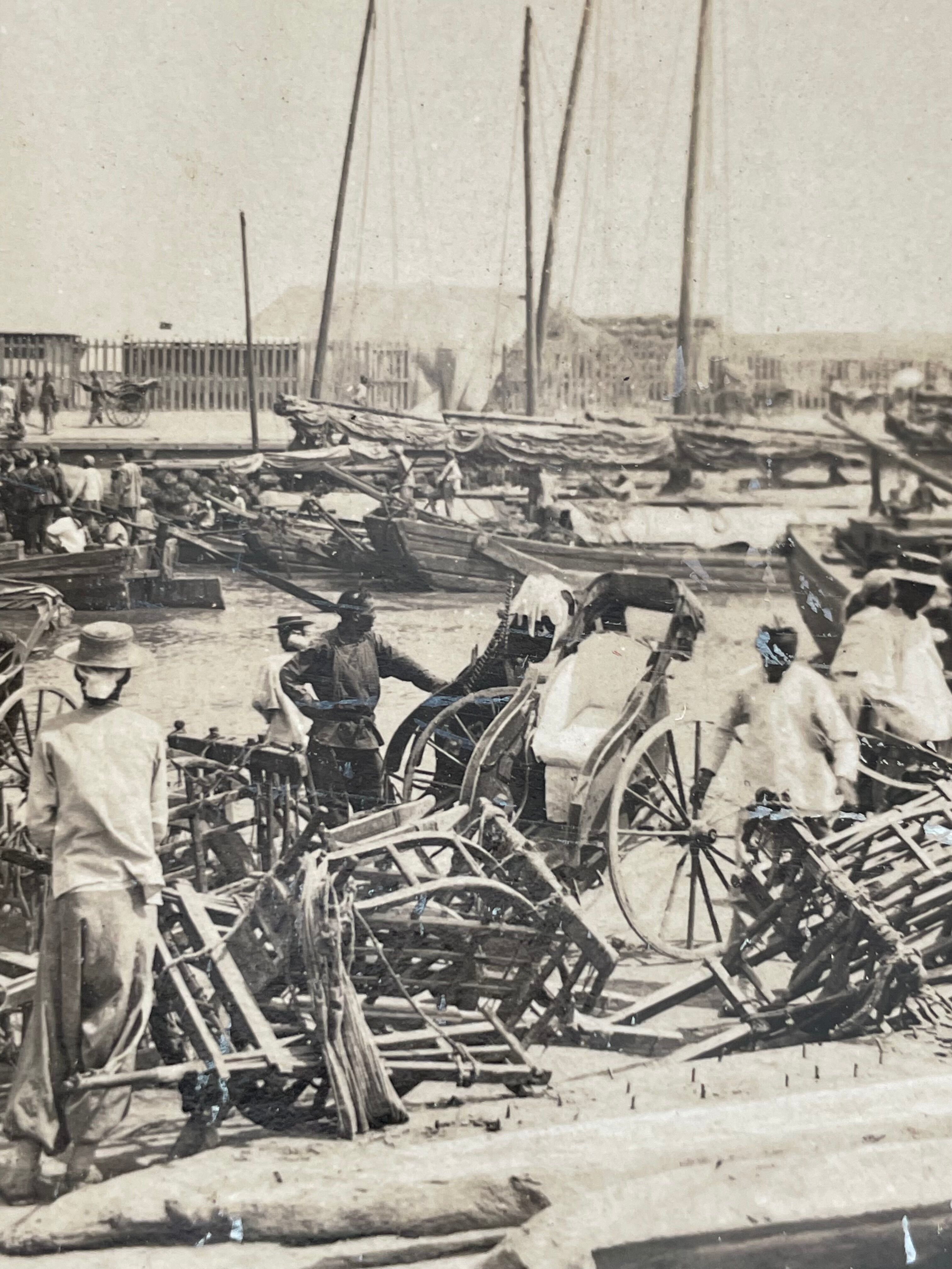 Old photography stereo, stereograph, luxury albumine 1903 Pei Ho River, China