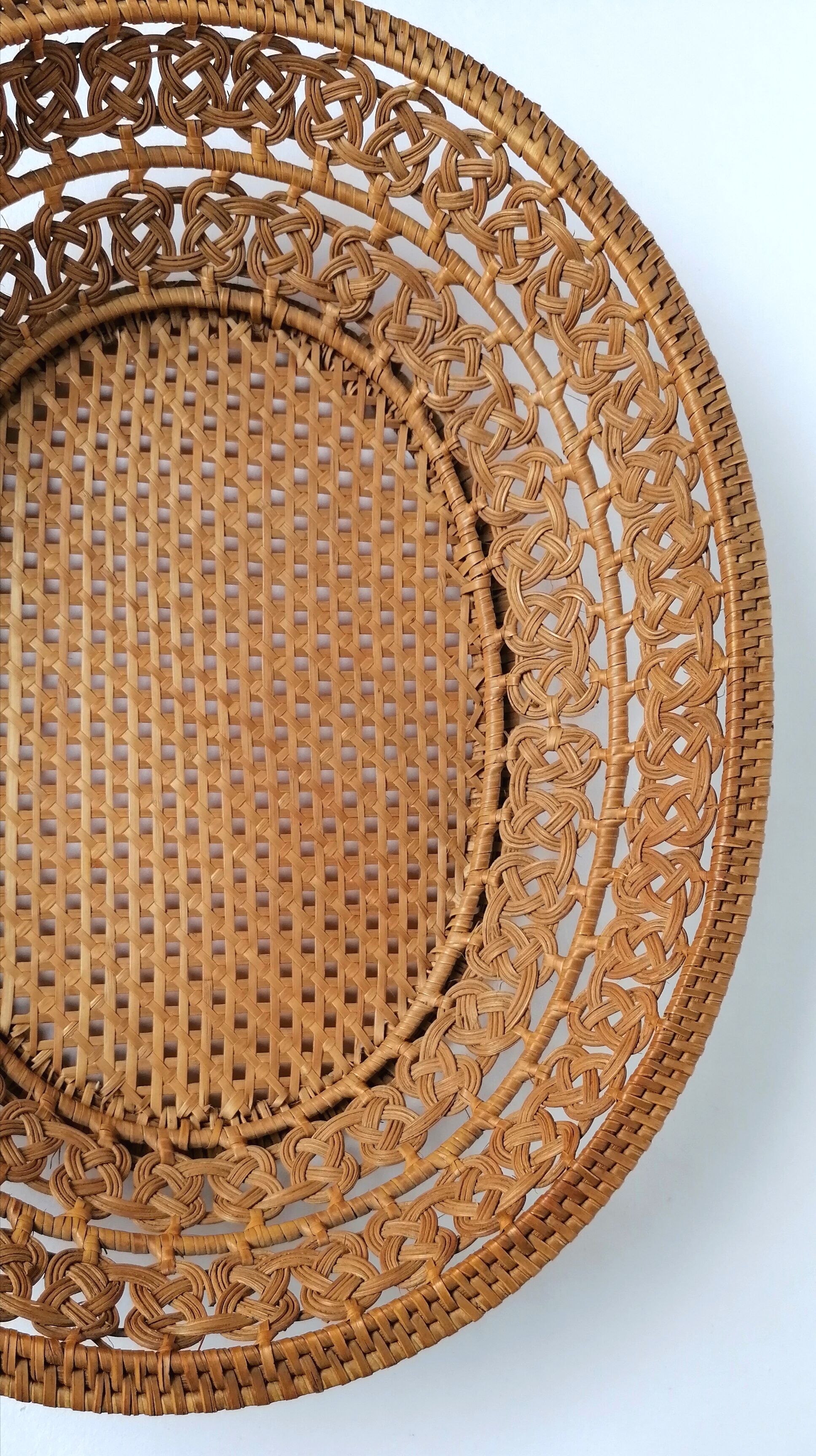 Old basket braided in rattan