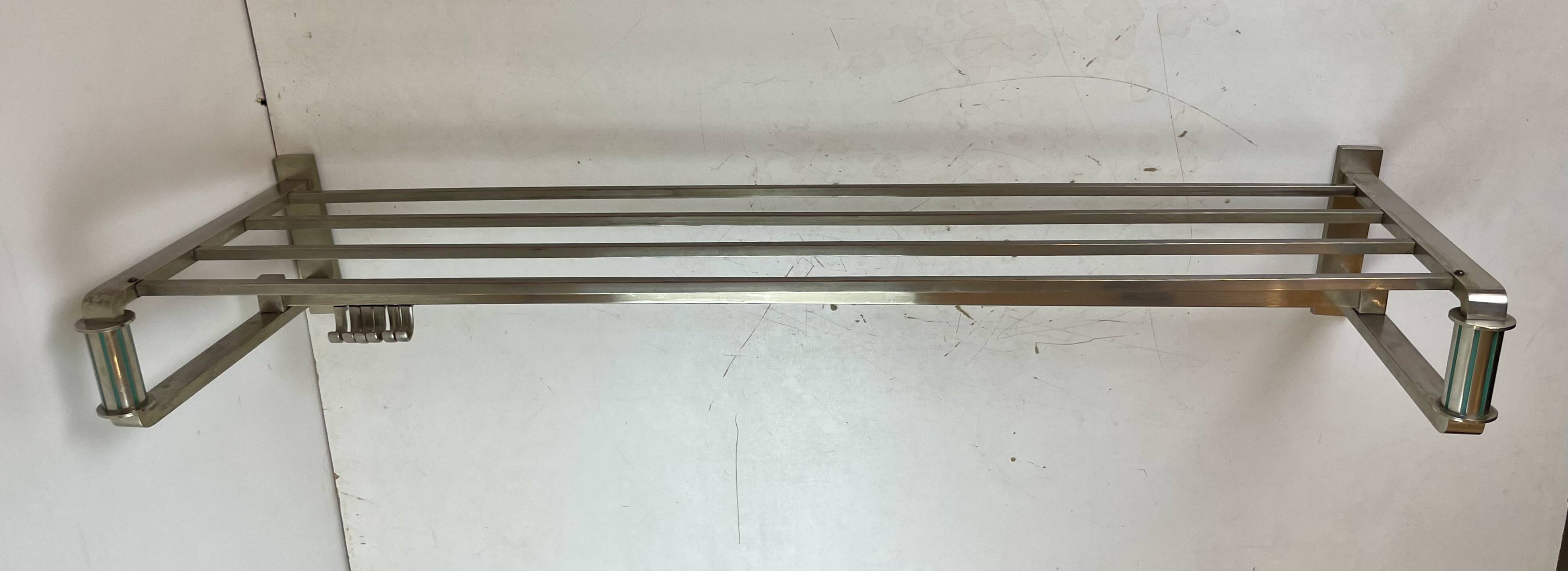 Art Deco coat rack in the style of a train carriage, 1930s.