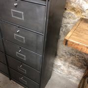 Ronéo industrial 10 flap storage unit with wooden and metal buttons